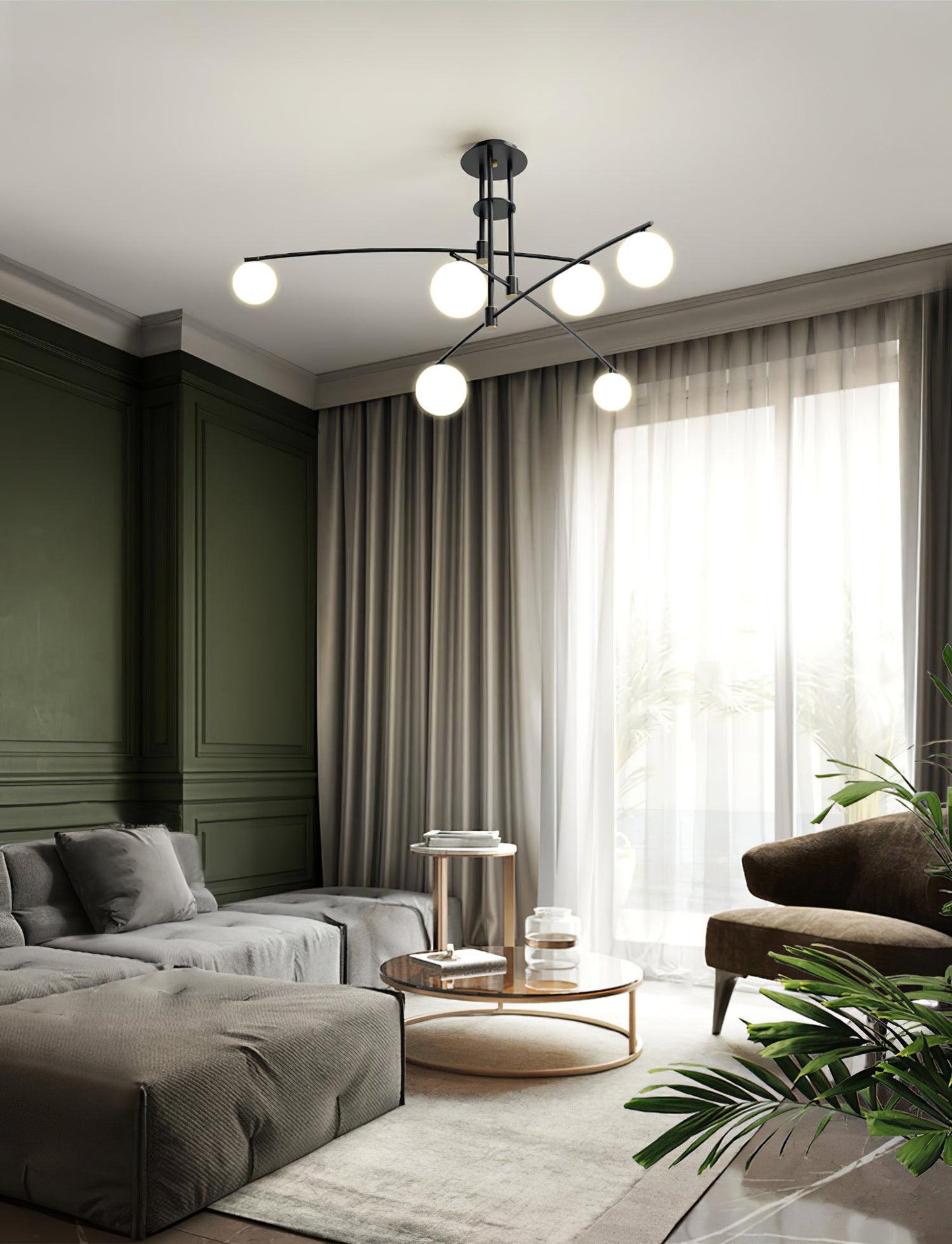 Elegant Long Arm Chandelier with Adjustable Arms and Dimmable Lighting