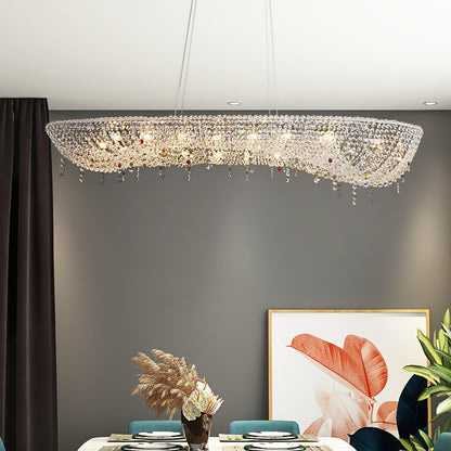 Elegant Round Crystal Chandelier - Dimmable LED & Adjustable Height