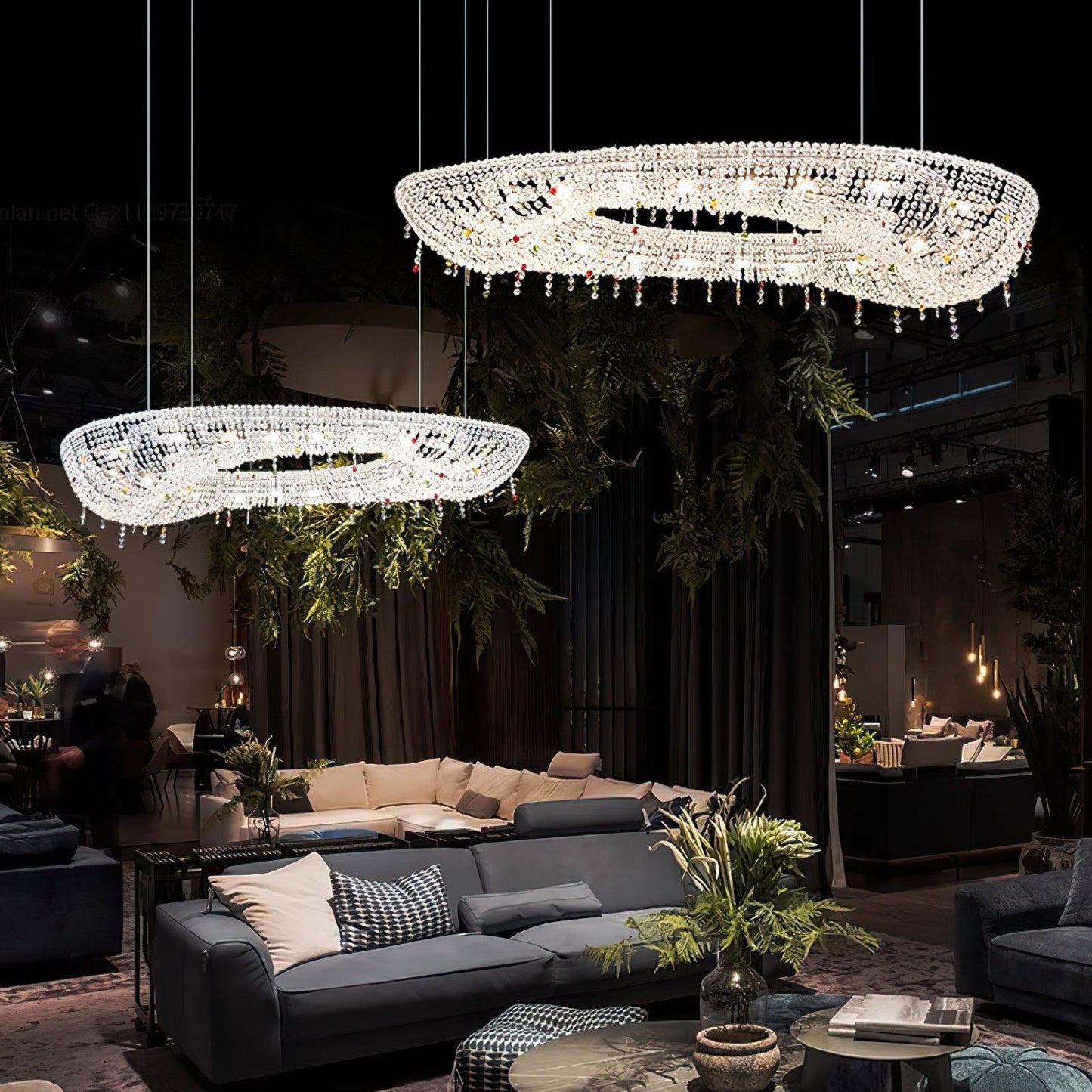 Elegant Round Crystal Chandelier - Dimmable LED & Adjustable Height