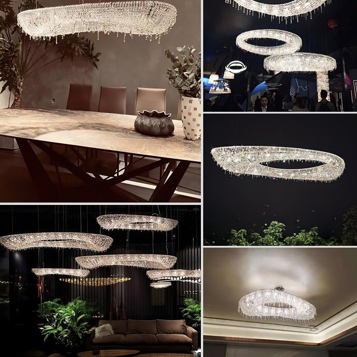 Elegant Round Crystal Chandelier - Dimmable LED & Adjustable Height