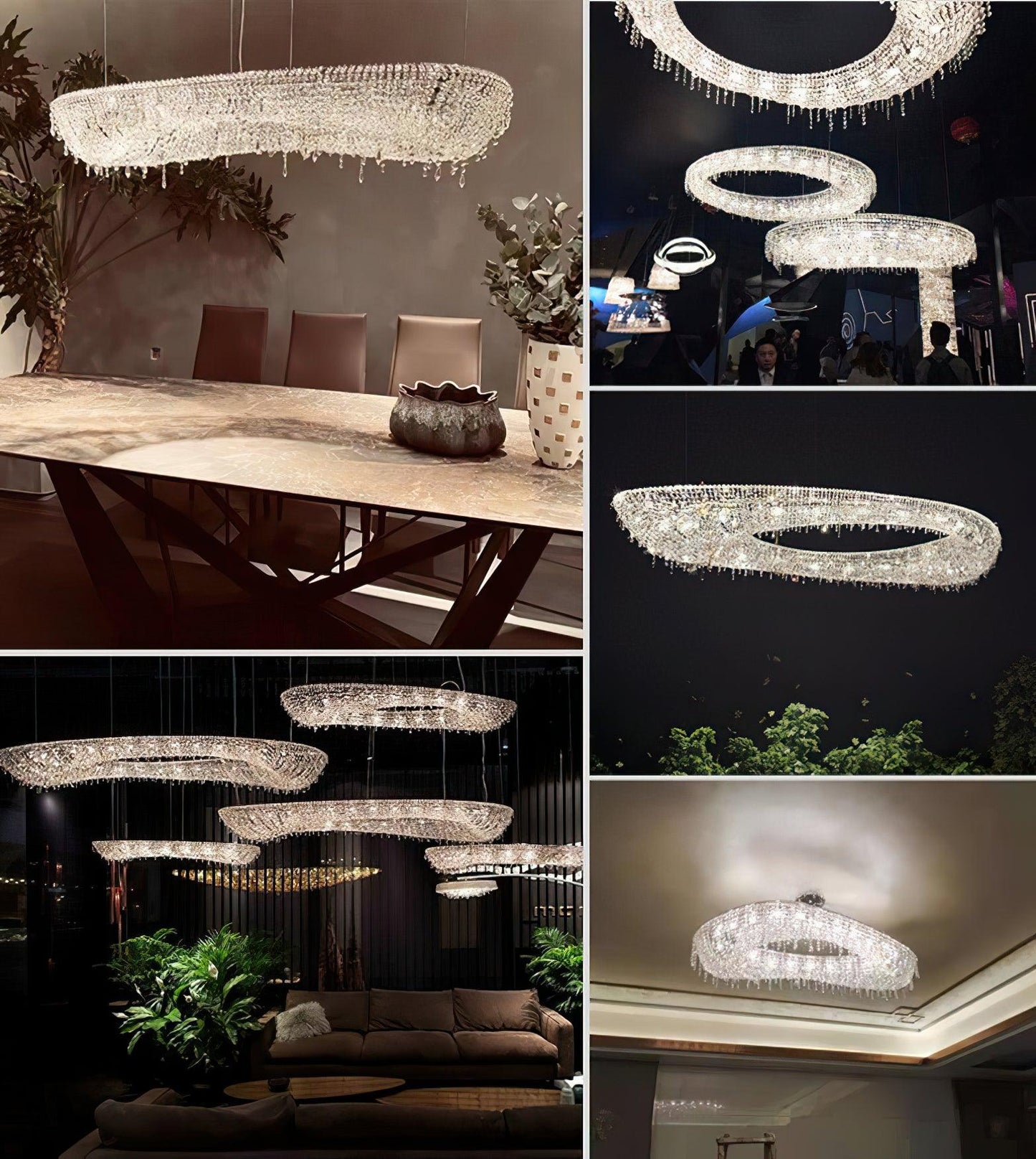 Elegant Round Crystal Chandelier - Dimmable LED & Adjustable Height
