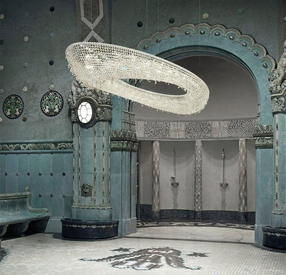 Elegant Round Crystal Chandelier - Dimmable LED & Adjustable Height