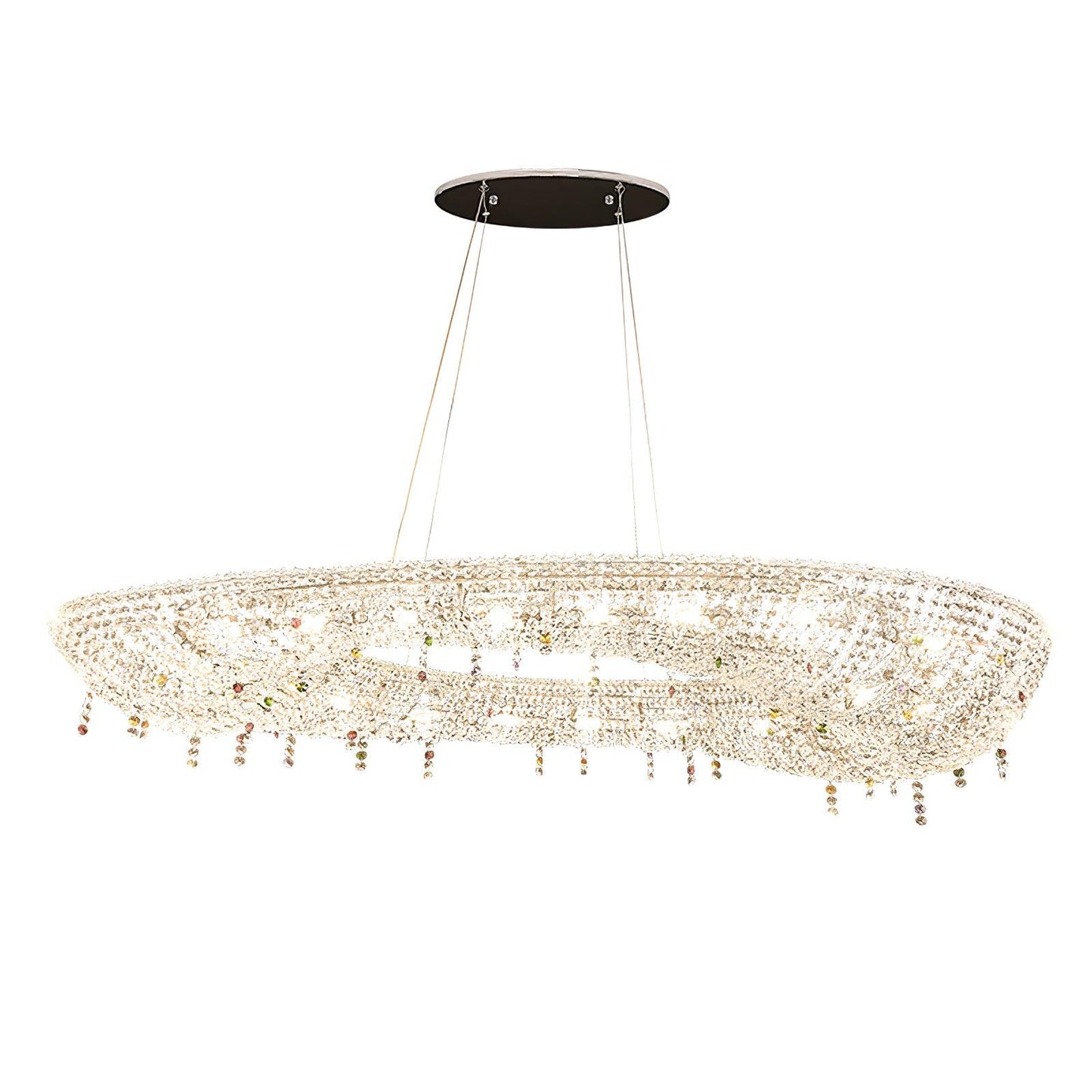 Elegant Round Crystal Chandelier - Dimmable LED & Adjustable Height