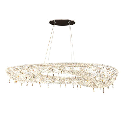 Elegant Round Crystal Chandelier - Dimmable LED & Adjustable Height