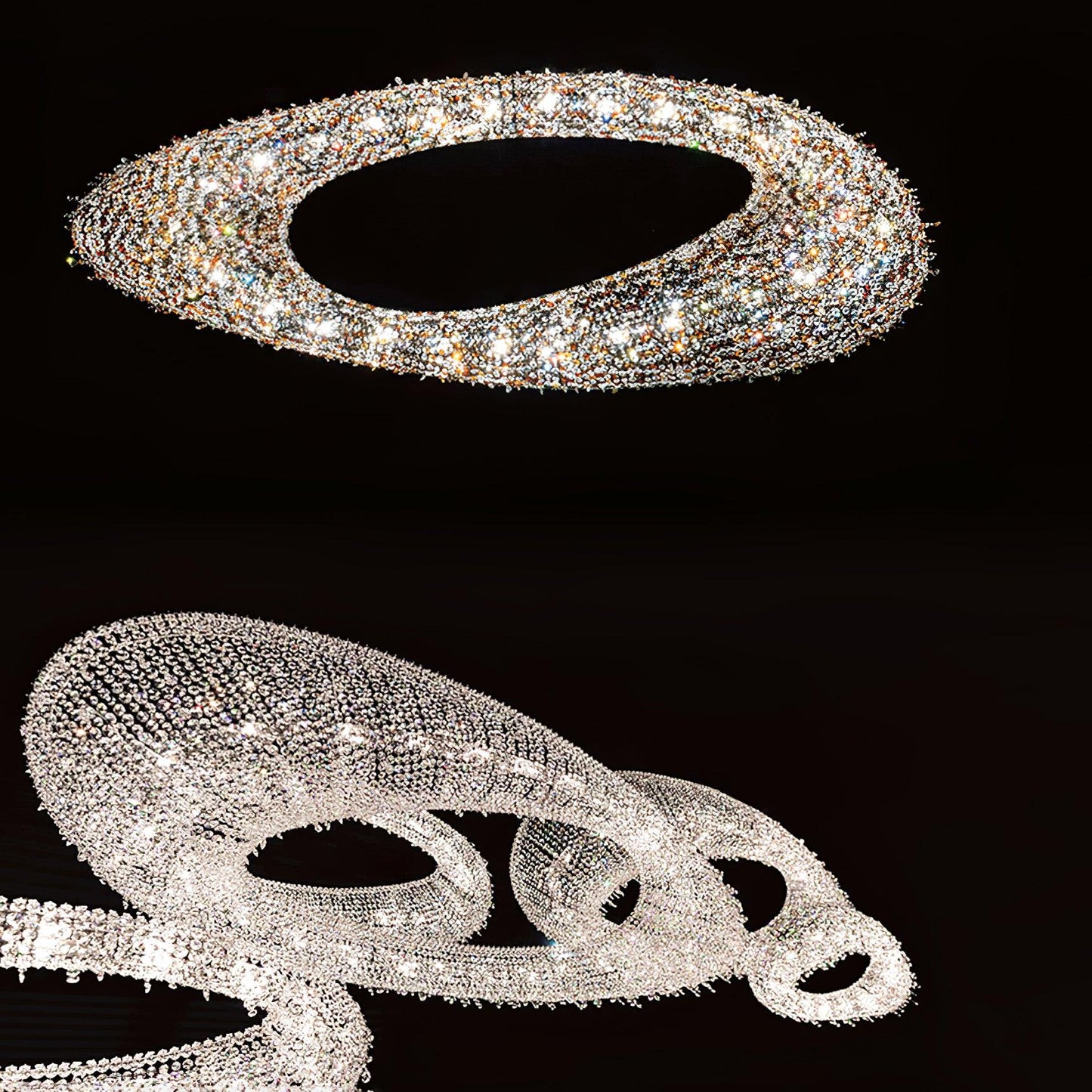 Elegant Round Crystal Chandelier - Dimmable LED & Adjustable Height