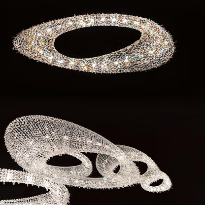 Elegant Round Crystal Chandelier - Dimmable LED & Adjustable Height