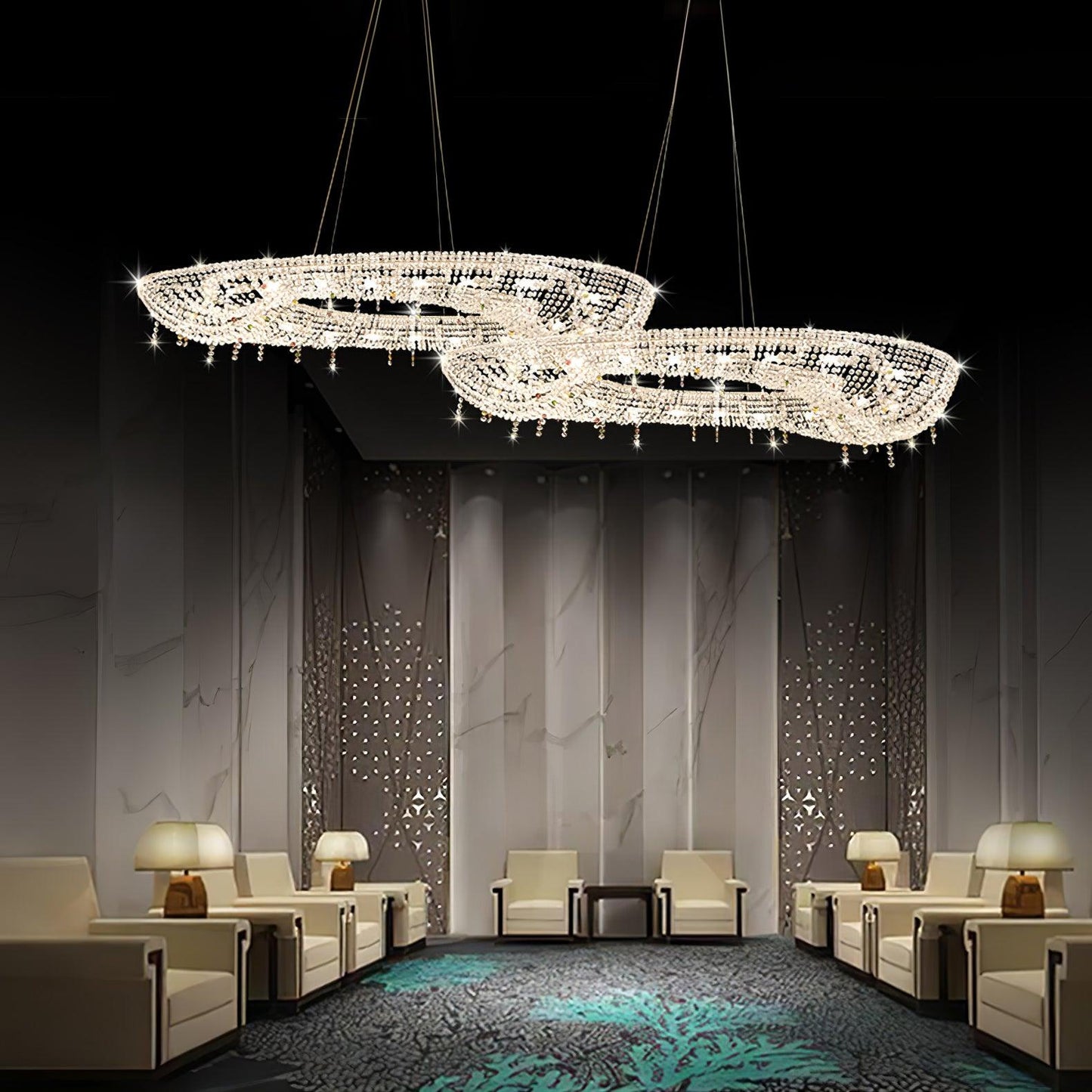 Elegant Round Crystal Chandelier - Dimmable LED & Adjustable Height