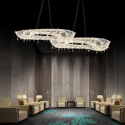 Elegant Round Crystal Chandelier - Dimmable LED & Adjustable Height