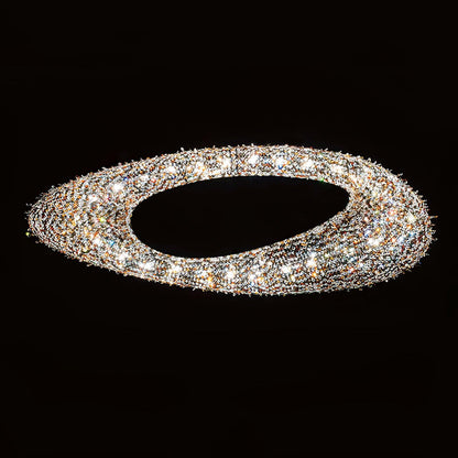 Elegant Round Crystal Chandelier - Dimmable LED & Adjustable Height