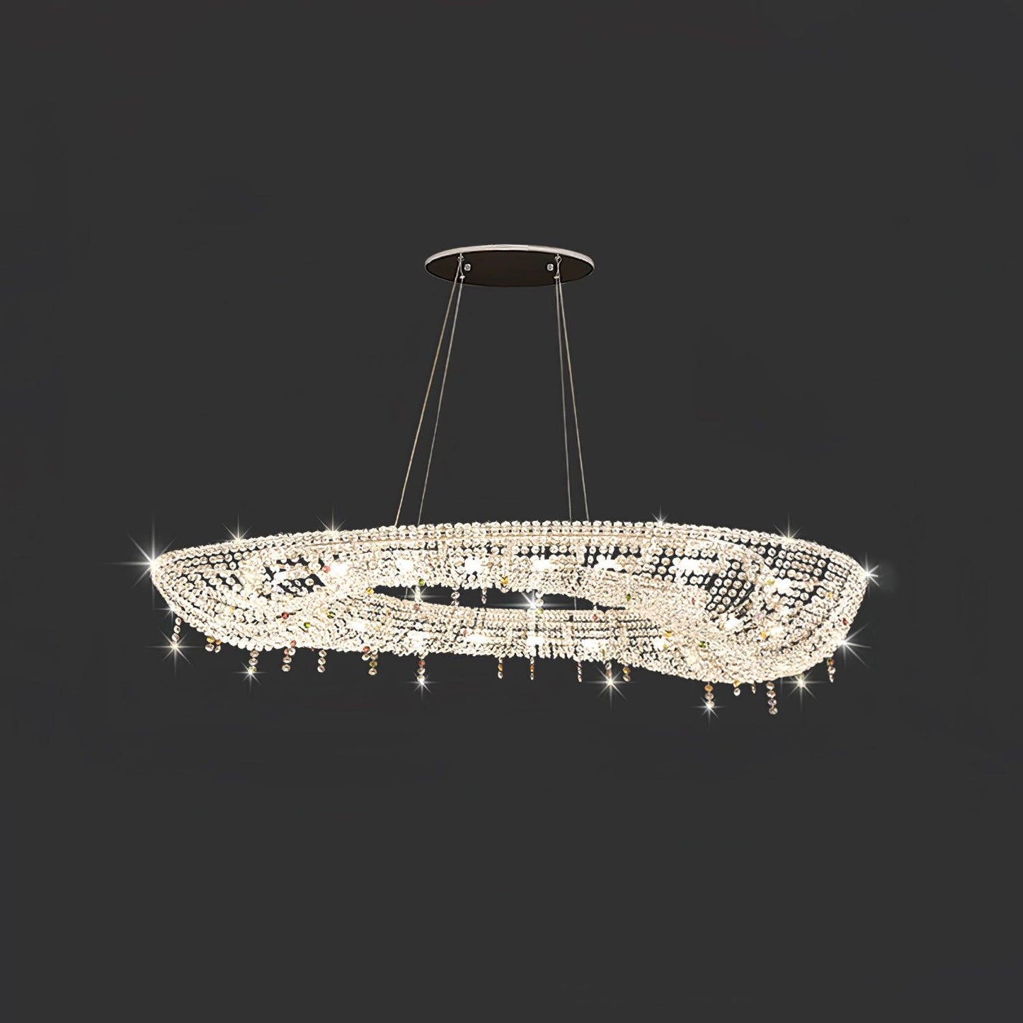 Elegant Round Crystal Chandelier - Dimmable LED & Adjustable Height