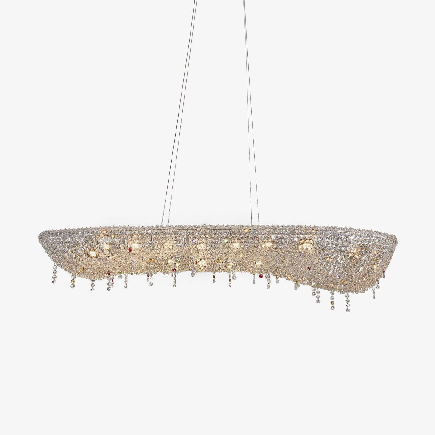 Elegant Round Crystal Chandelier - Dimmable LED & Adjustable Height