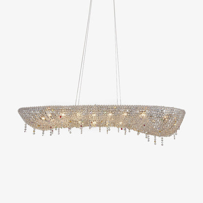 Elegant Round Crystal Chandelier - Dimmable LED & Adjustable Height