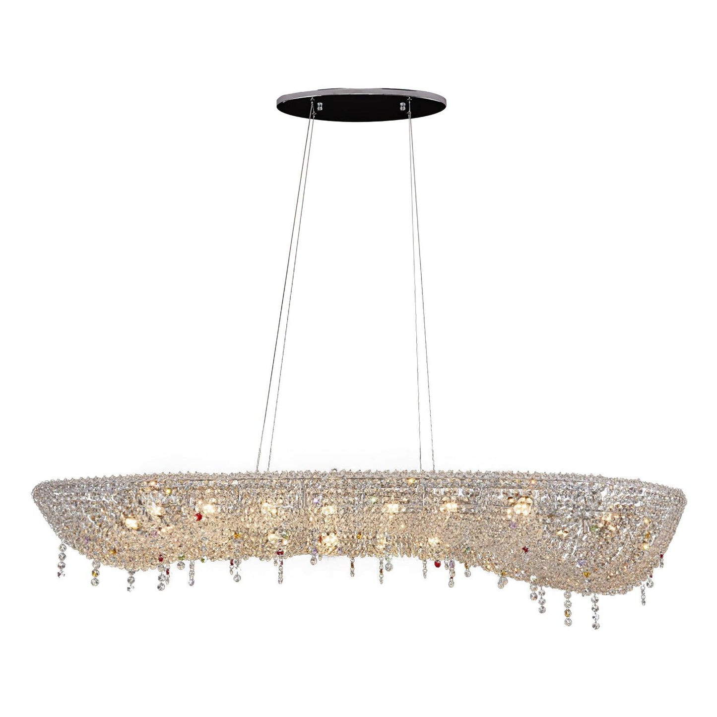 Elegant Round Crystal Chandelier - Dimmable LED & Adjustable Height