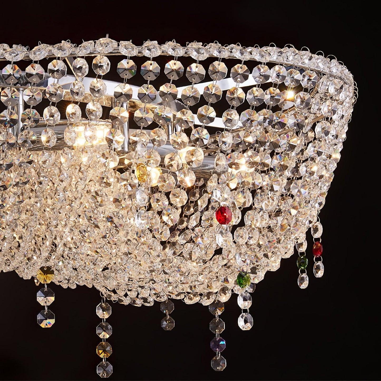 Elegant Round Crystal Chandelier - Dimmable LED & Adjustable Height