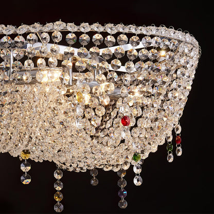 Elegant Round Crystal Chandelier - Dimmable LED & Adjustable Height
