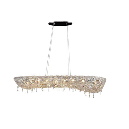 Elegant Round Crystal Chandelier - Dimmable LED & Adjustable Height