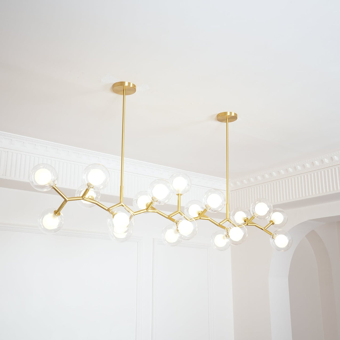 Molecular Glass Balls Chandelier - Modern Design, Adjustable Height