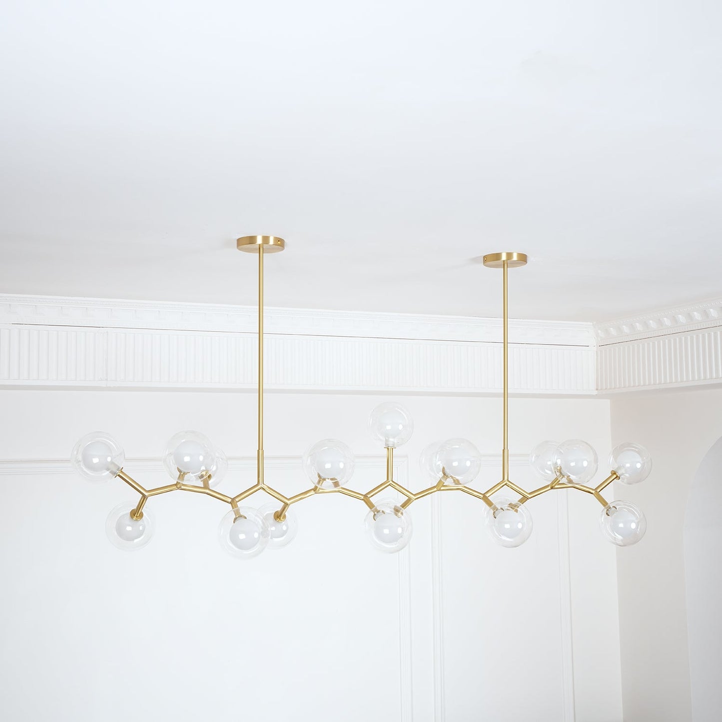 Molecular Glass Balls Chandelier - Modern Design, Adjustable Height