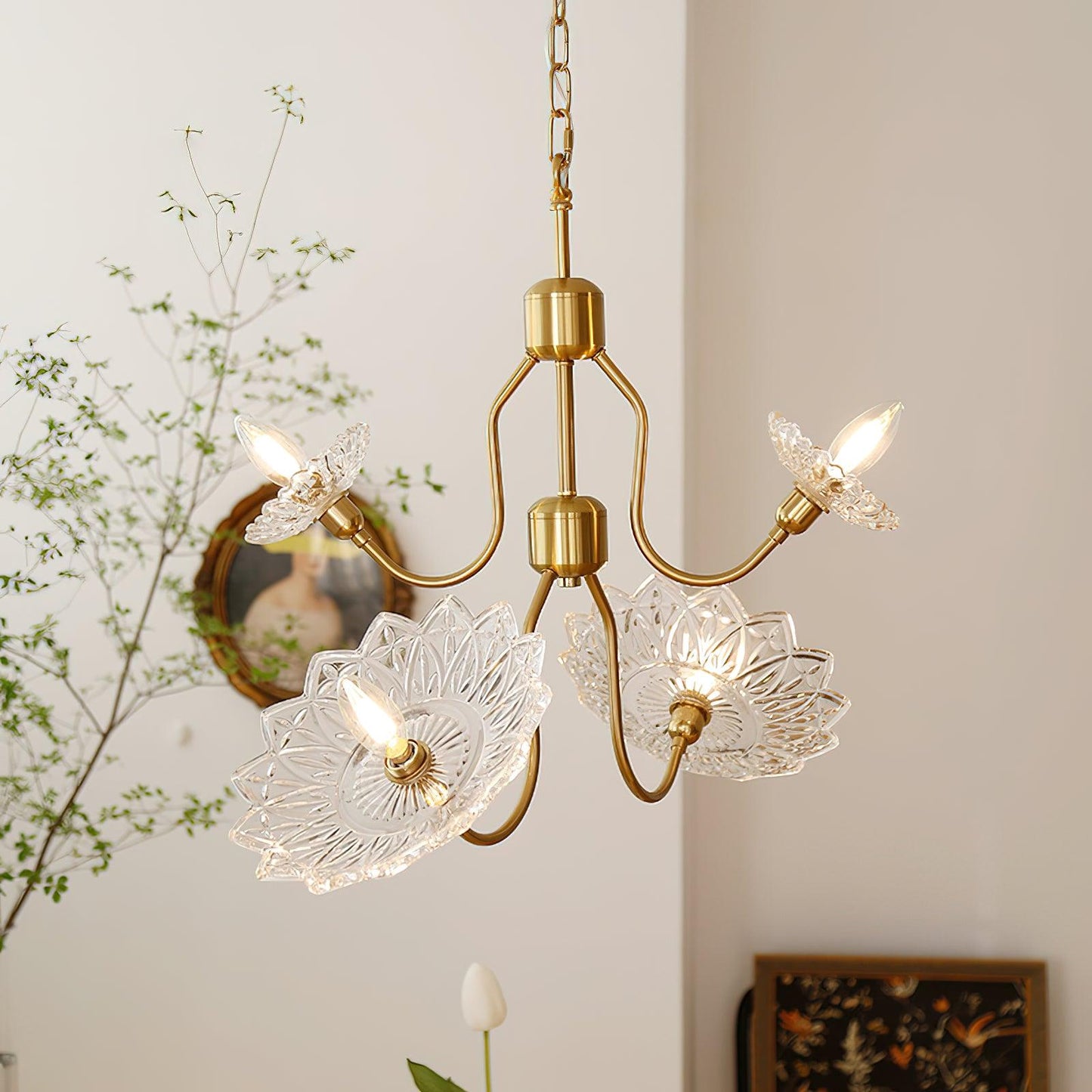Elegant Crystal Chandelier with Adjustable Height and Dimmable Lightin