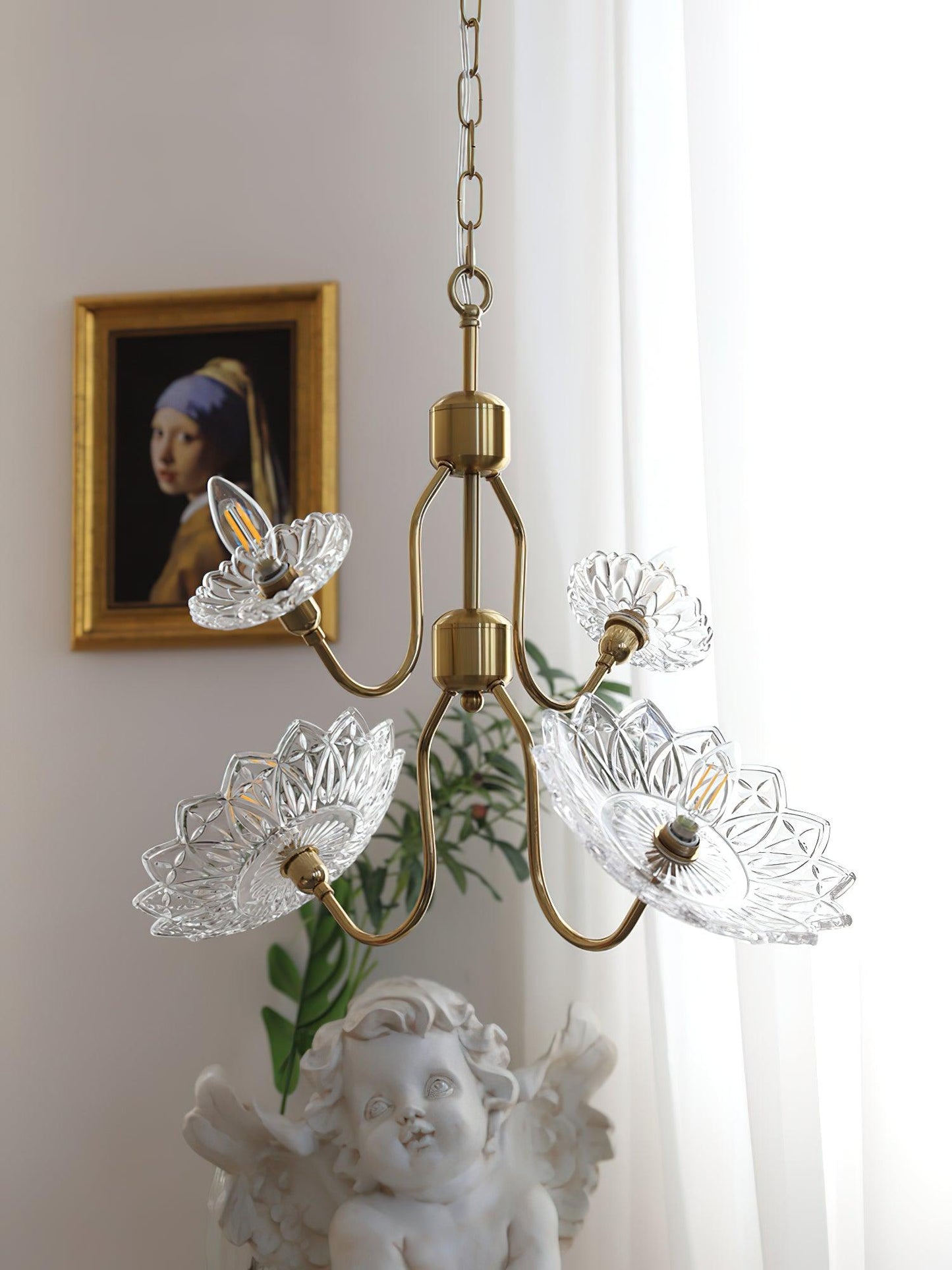 Elegant Crystal Chandelier with Adjustable Height and Dimmable Lightin