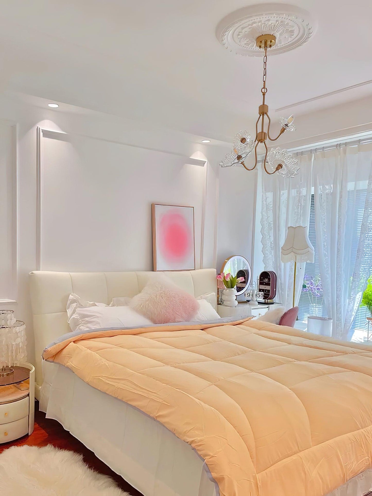 Elegant Crystal Chandelier with Adjustable Height and Dimmable Lightin
