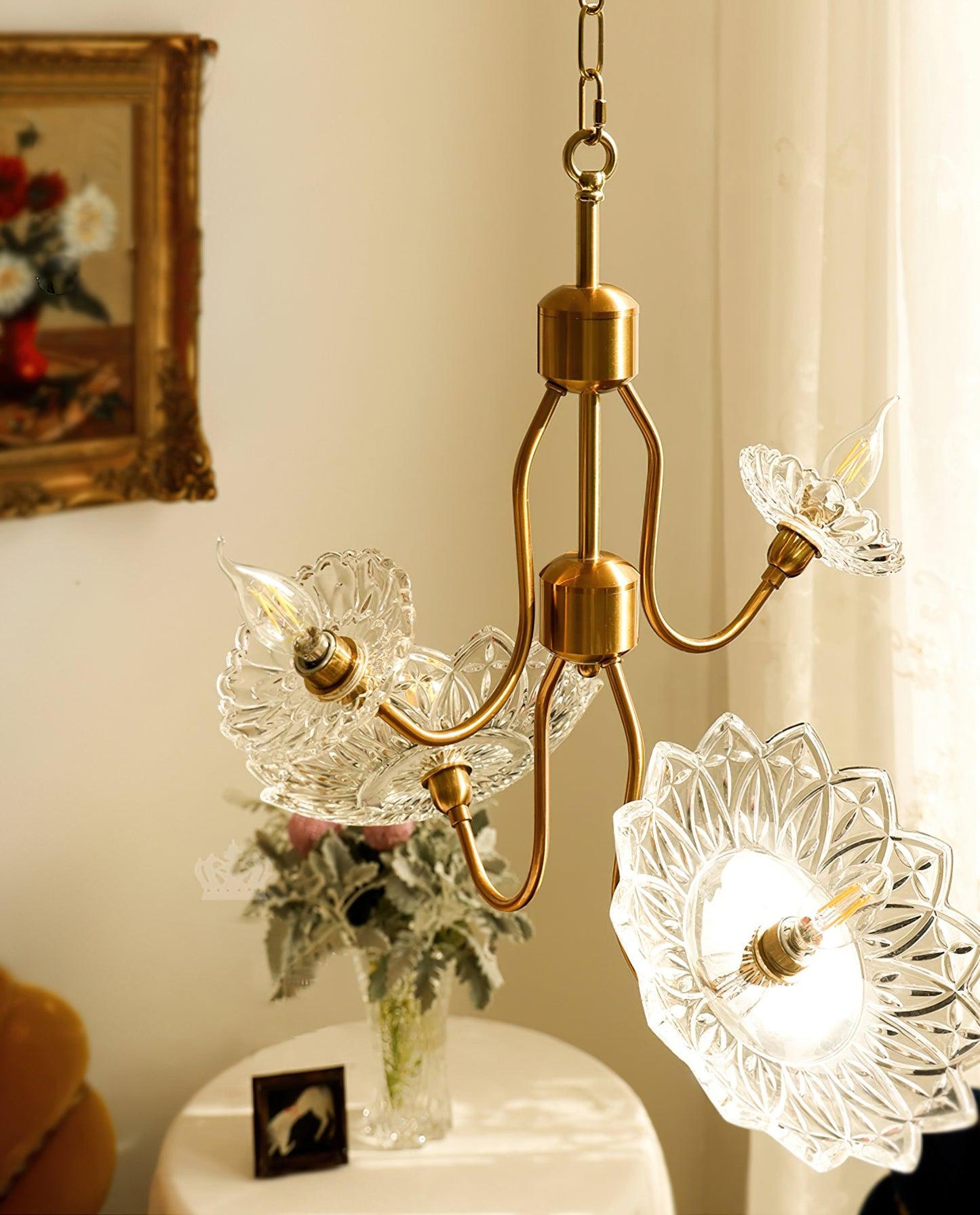 Elegant Crystal Chandelier with Adjustable Height and Dimmable Lightin