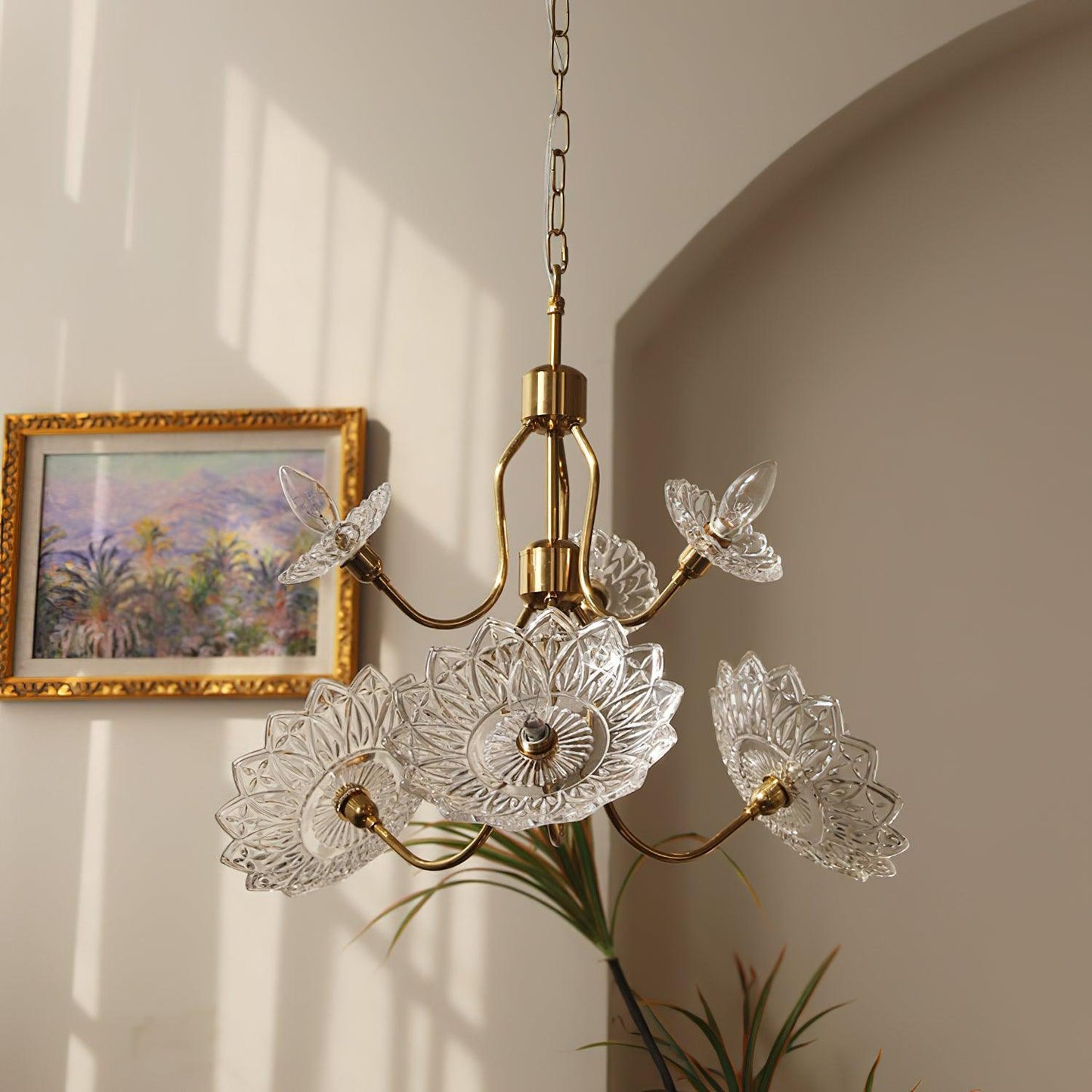Elegant Crystal Chandelier with Adjustable Height and Dimmable Lightin