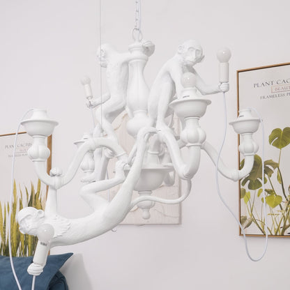 Elegant Monkey Chandelier - Adjustable Height, Energy-Efficient Lighti