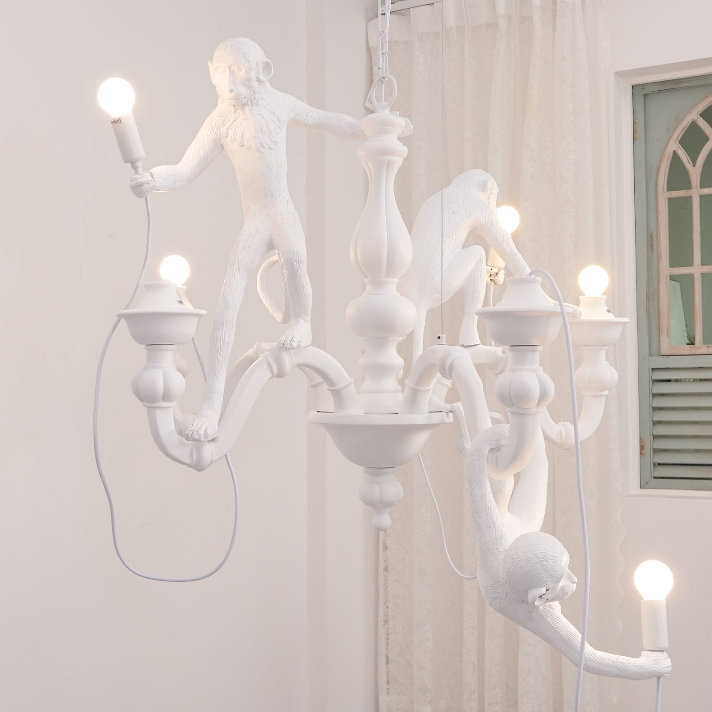 Elegant Monkey Chandelier - Adjustable Height, Energy-Efficient Lighti