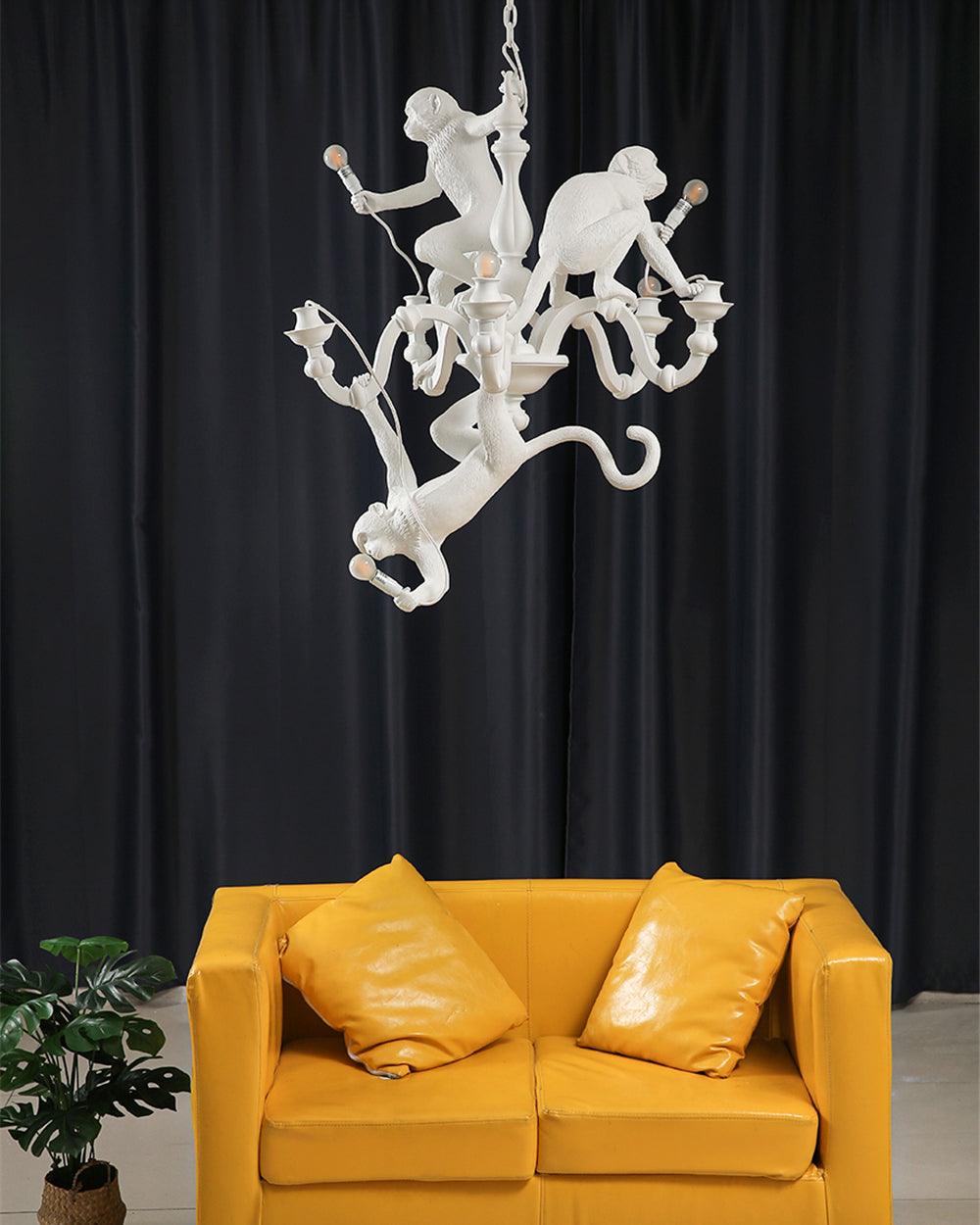 Elegant Monkey Chandelier - Adjustable Height, Energy-Efficient Lighti