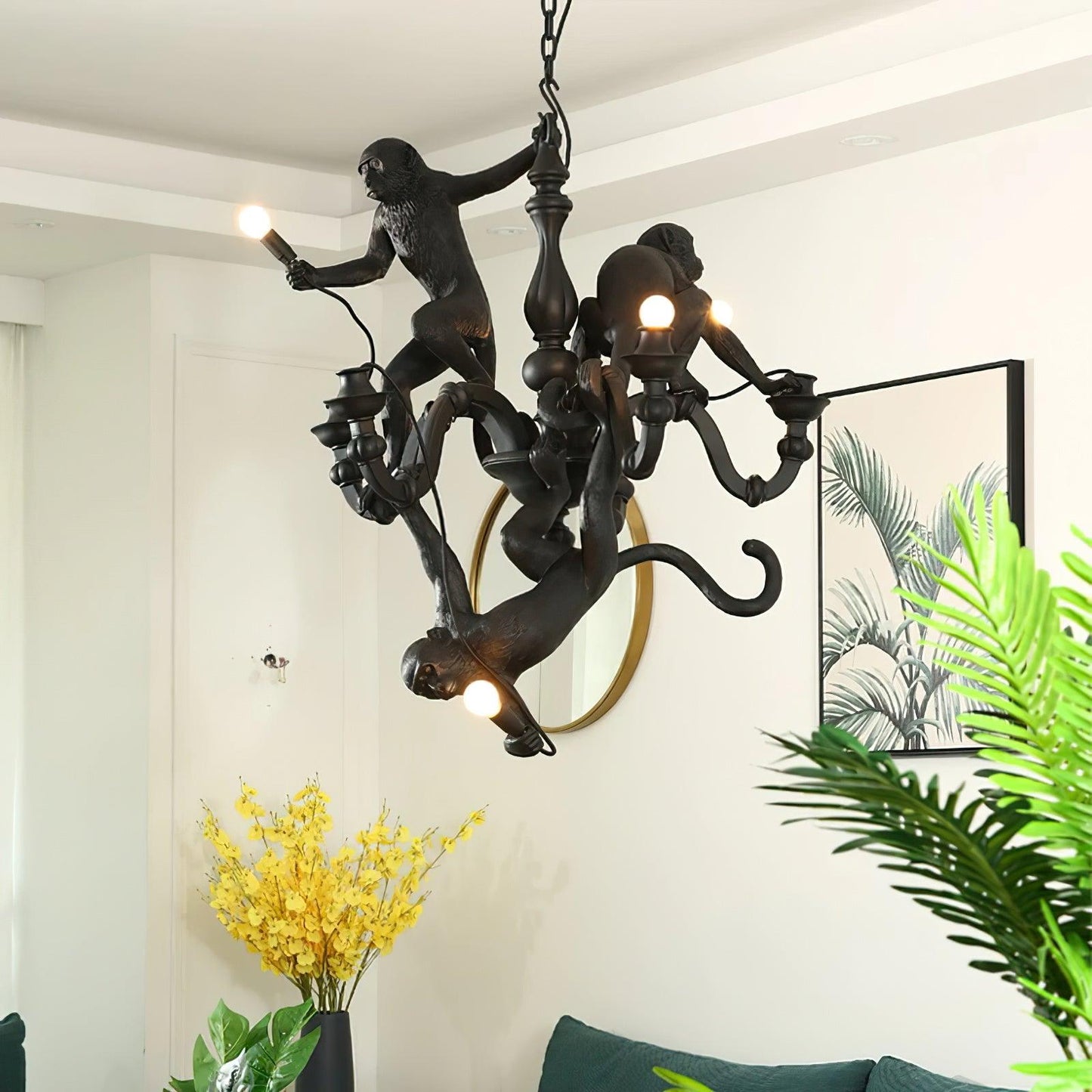 Elegant Monkey Chandelier - Adjustable Height, Energy-Efficient Lighti