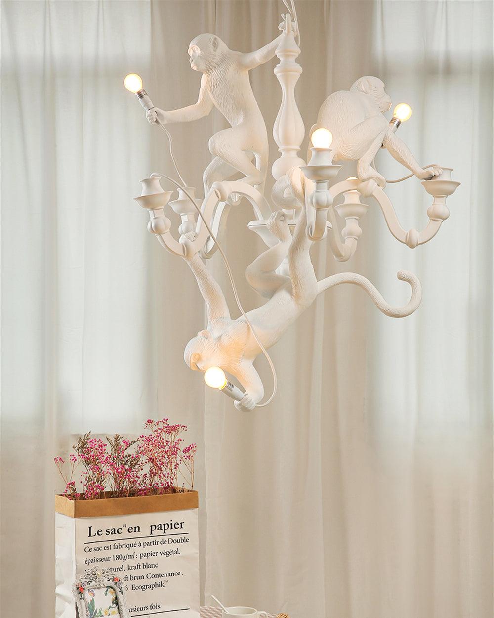 Elegant Monkey Chandelier - Adjustable Height, Energy-Efficient Lighti
