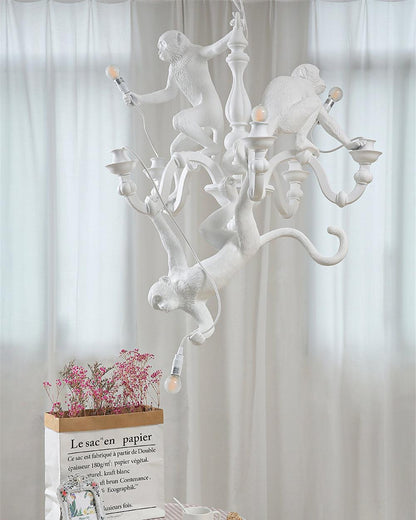 Elegant Monkey Chandelier - Adjustable Height, Energy-Efficient Lighti