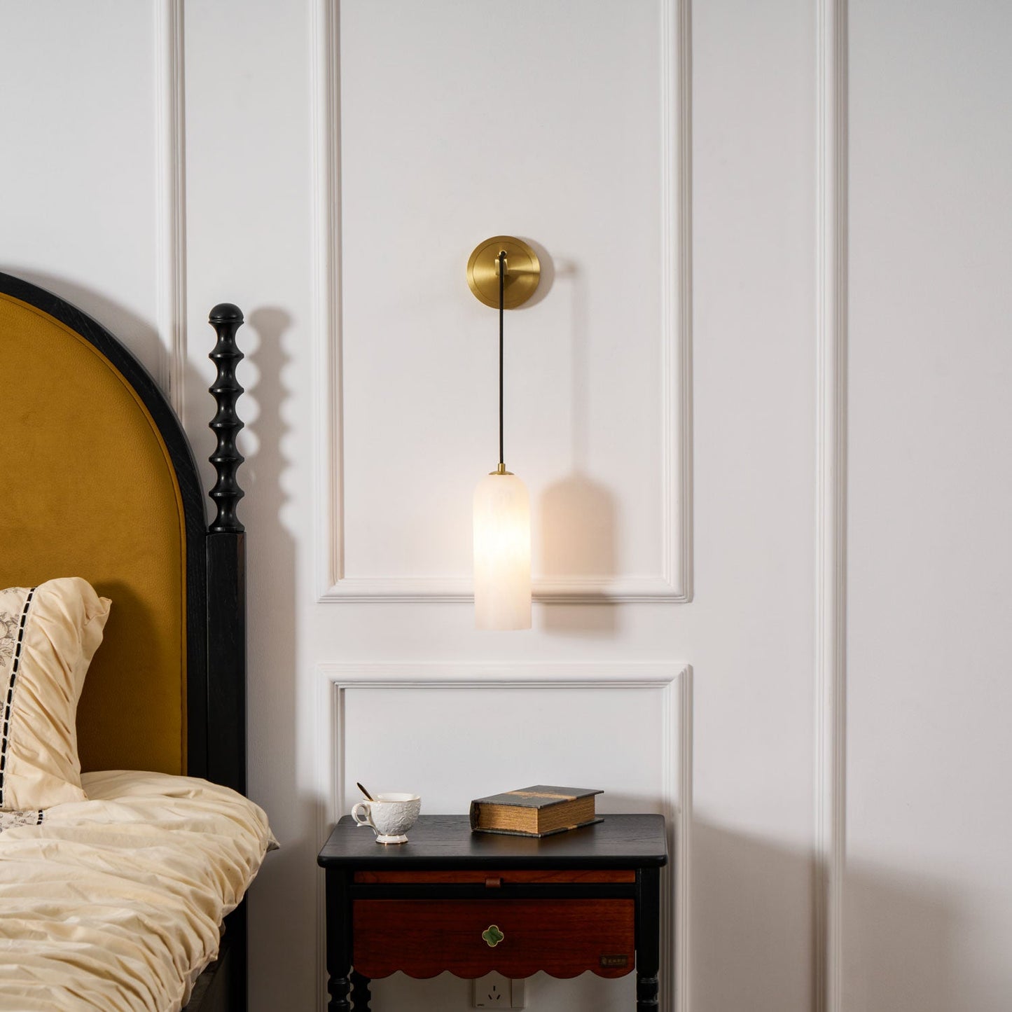 Monty Alabaster Wall Lamp - Adjustable Arm, Soft Warm Glow