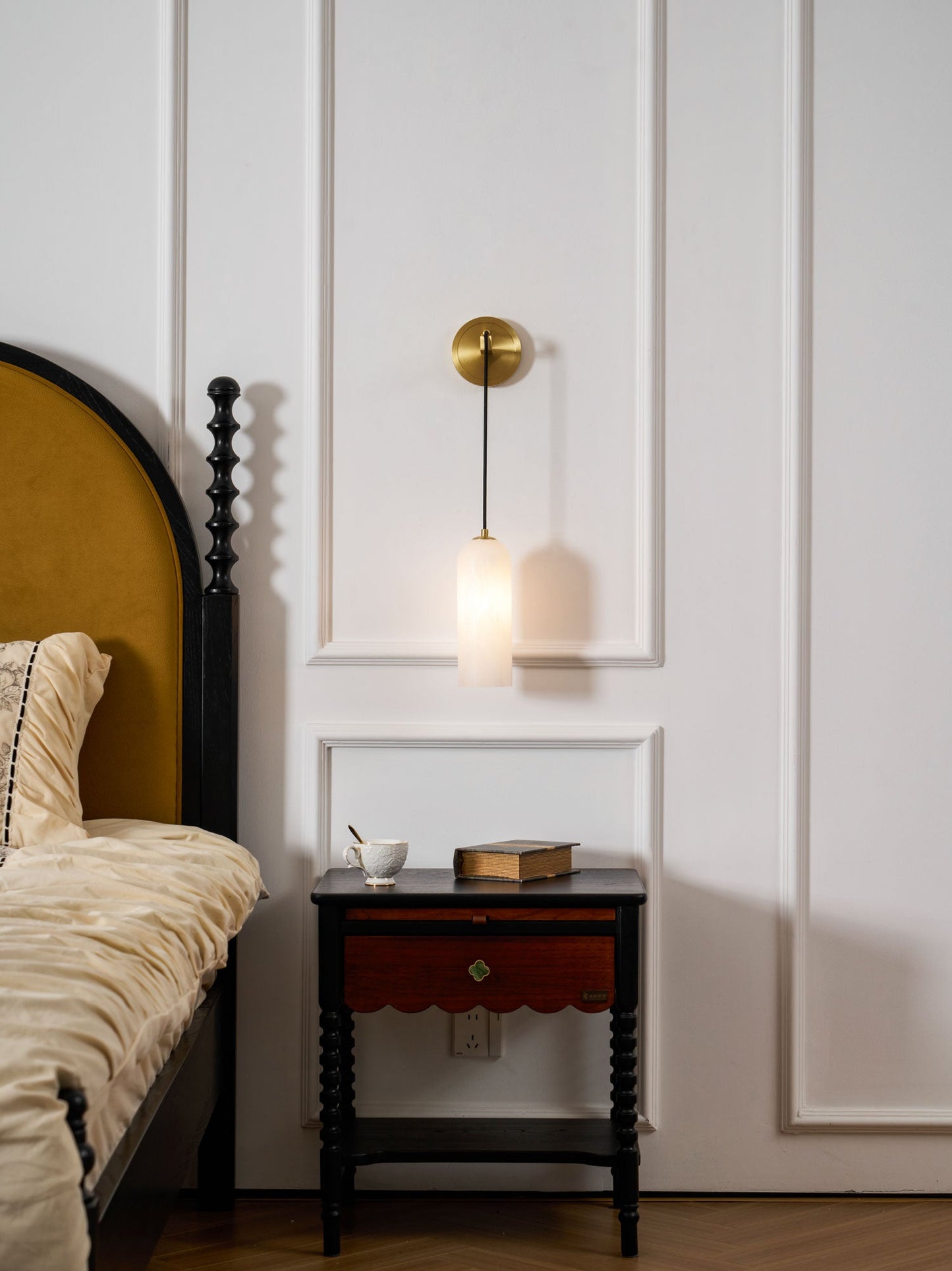 Monty Alabaster Wall Lamp - Adjustable Arm, Soft Warm Glow
