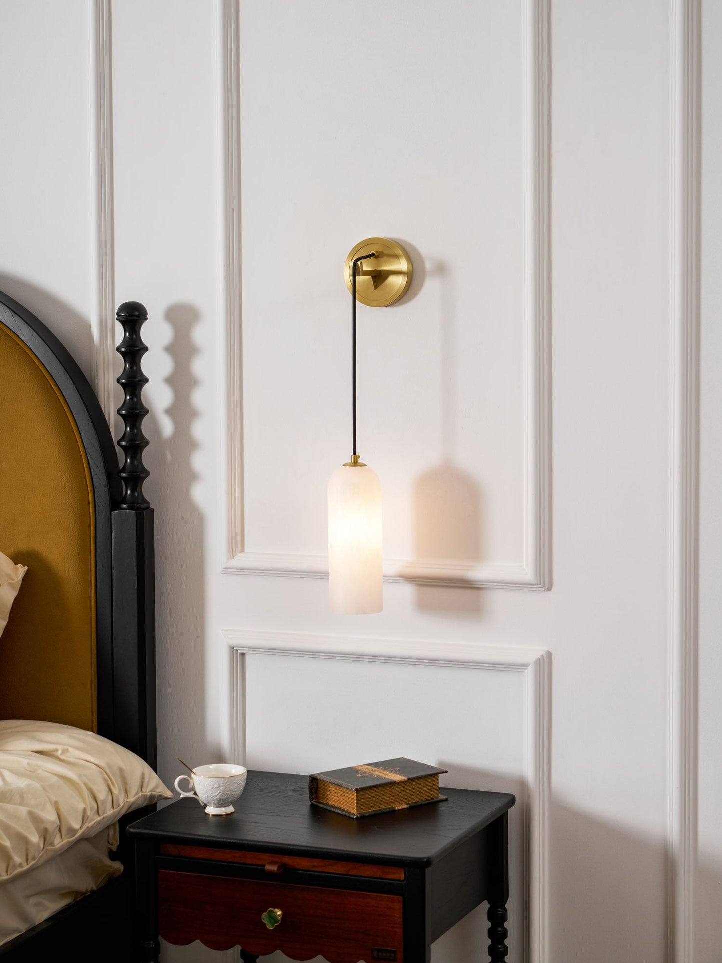 Monty Alabaster Wall Lamp - Adjustable Arm, Soft Warm Glow