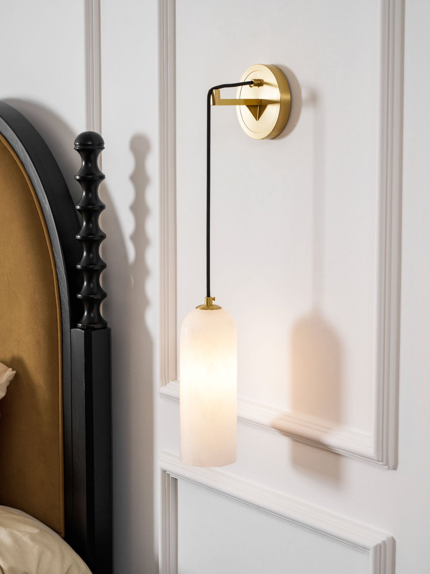 Monty Alabaster Wall Lamp - Adjustable Arm, Soft Warm Glow