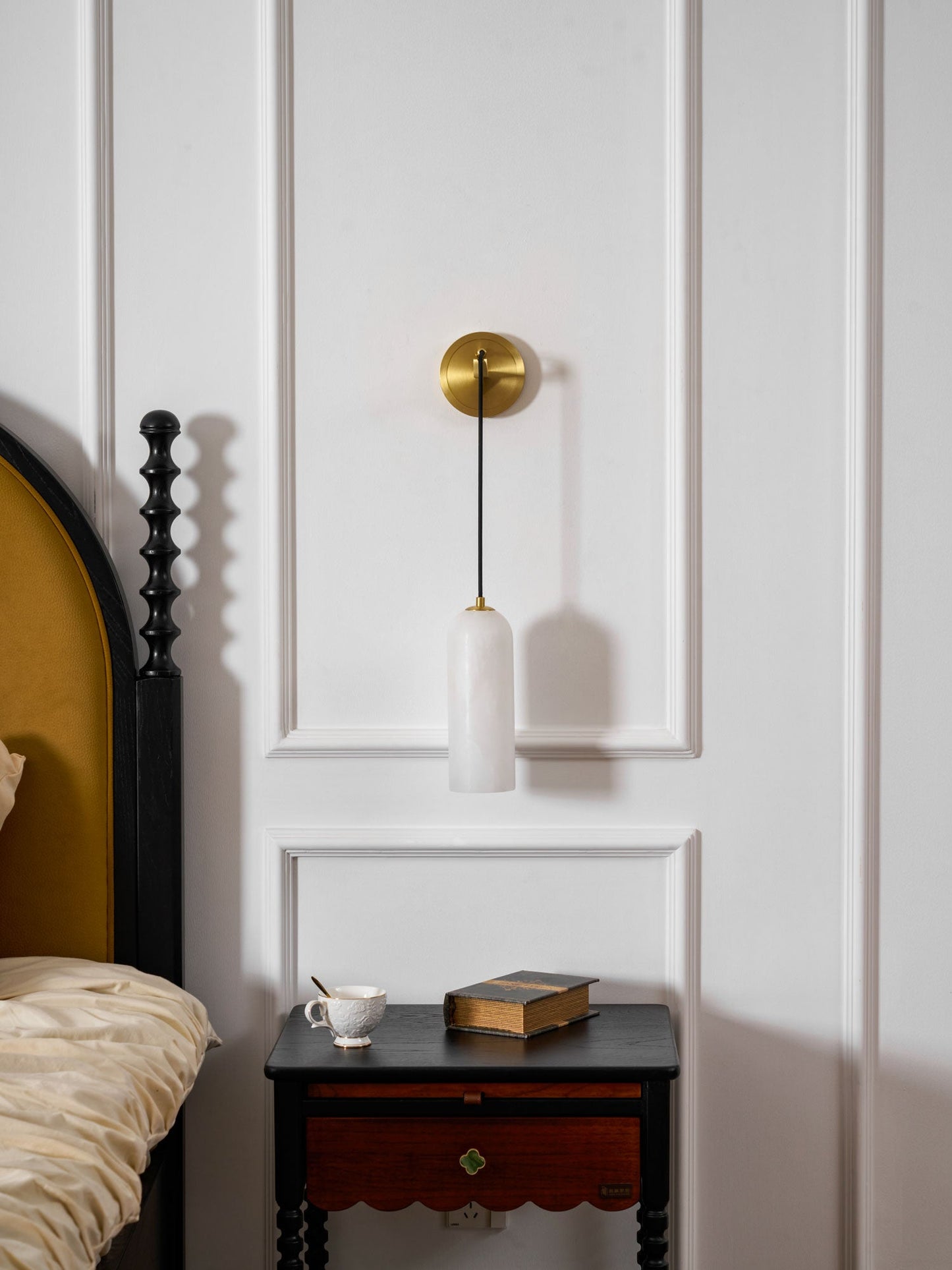 Monty Alabaster Wall Lamp - Adjustable Arm, Soft Warm Glow
