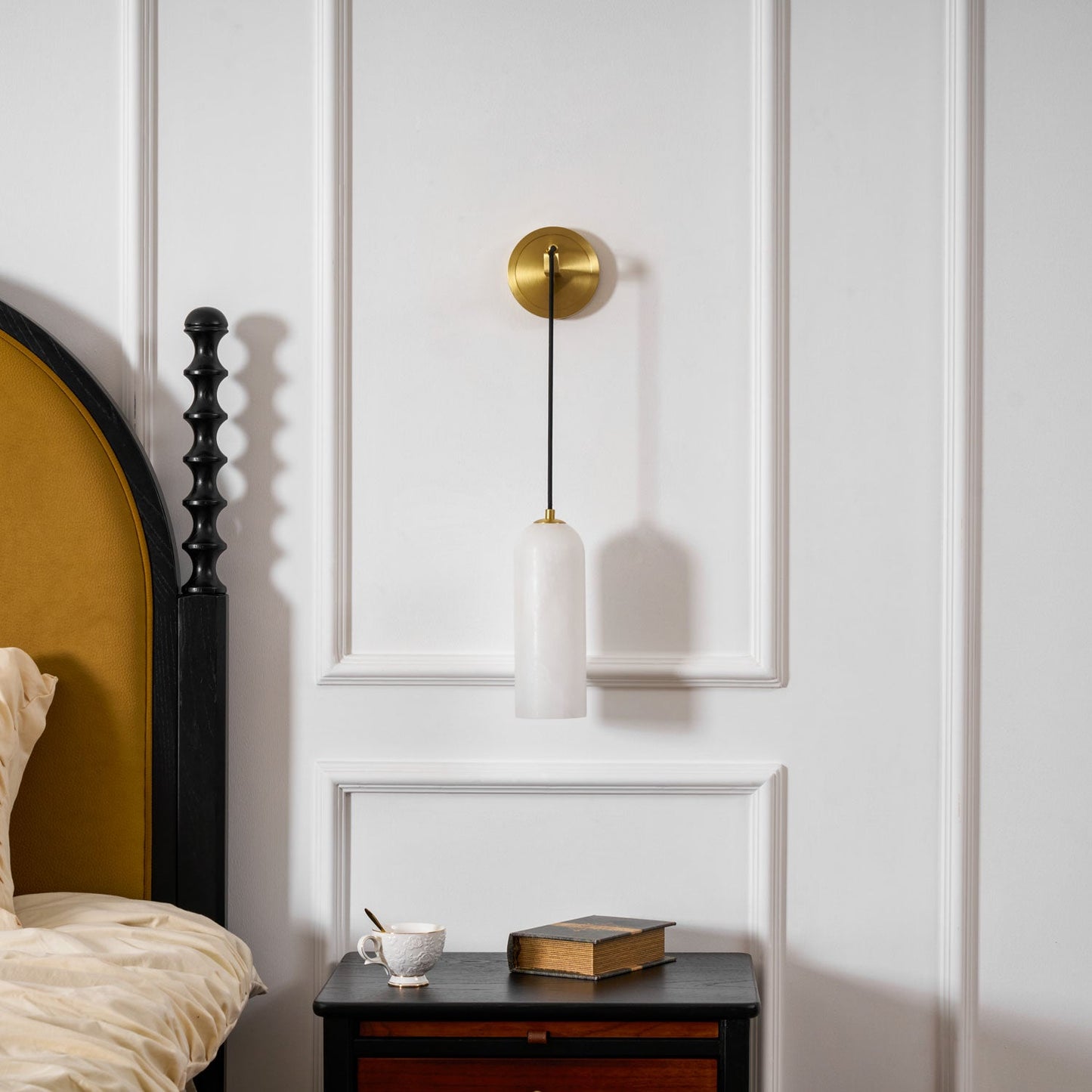 Monty Alabaster Wall Lamp - Adjustable Arm, Soft Warm Glow
