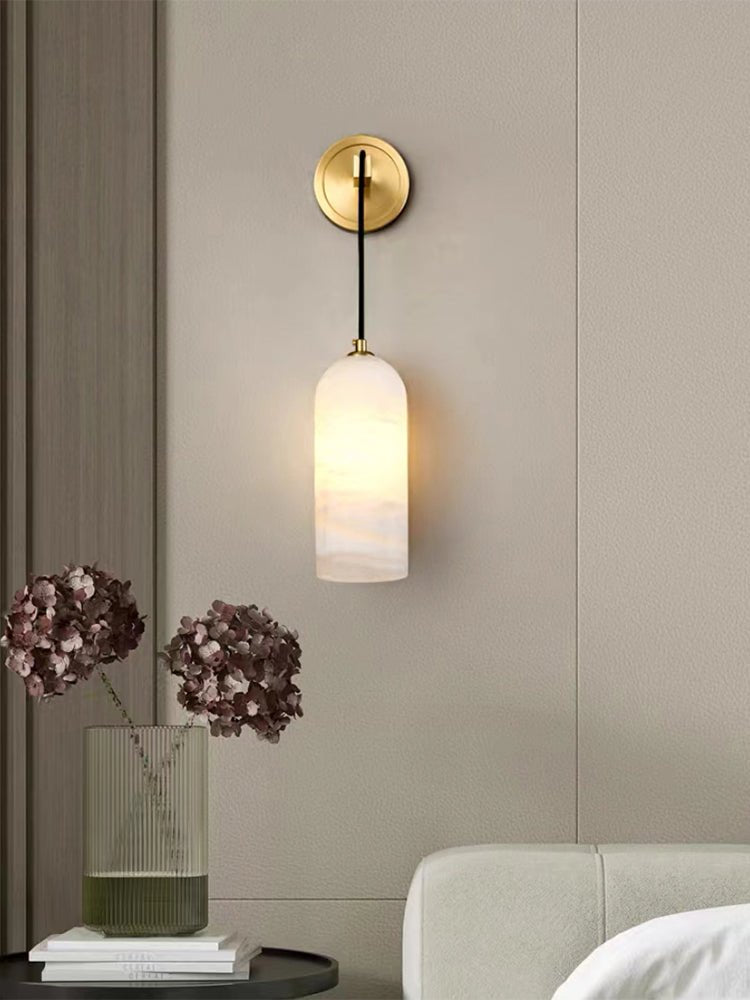 Monty Alabaster Wall Lamp - Adjustable Arm, Soft Warm Glow