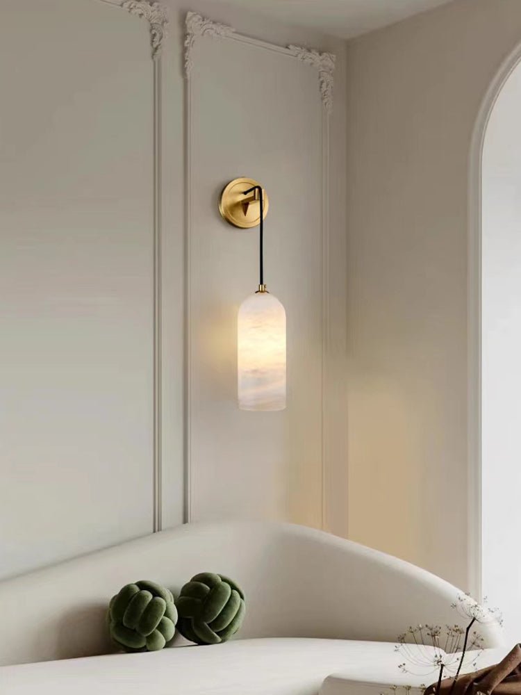 Monty Alabaster Wall Lamp - Adjustable Arm, Soft Warm Glow