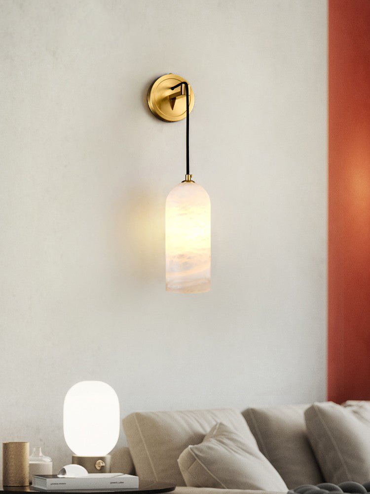 Monty Alabaster Wall Lamp - Adjustable Arm, Soft Warm Glow