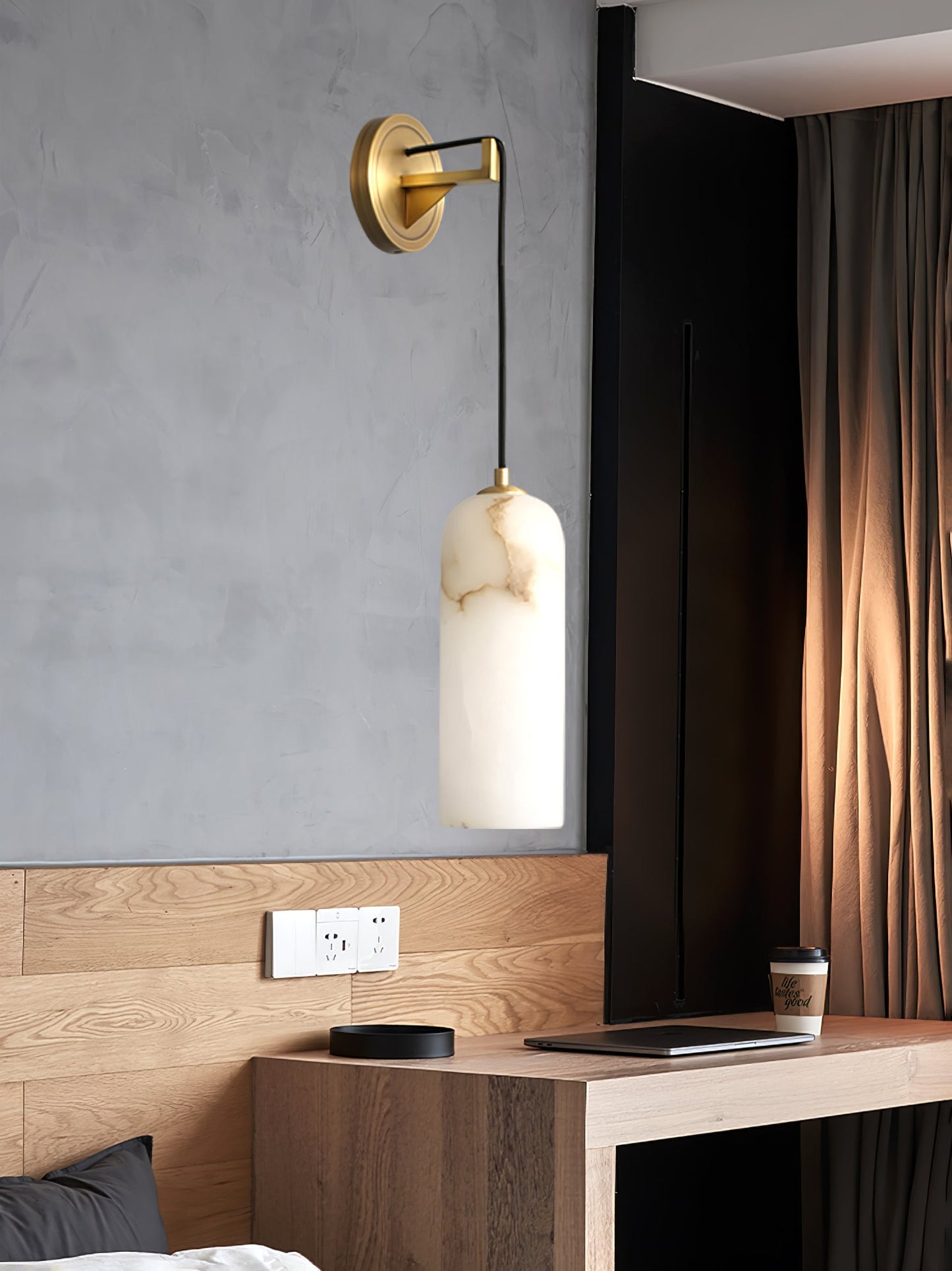 Monty Alabaster Wall Lamp - Adjustable Arm, Soft Warm Glow