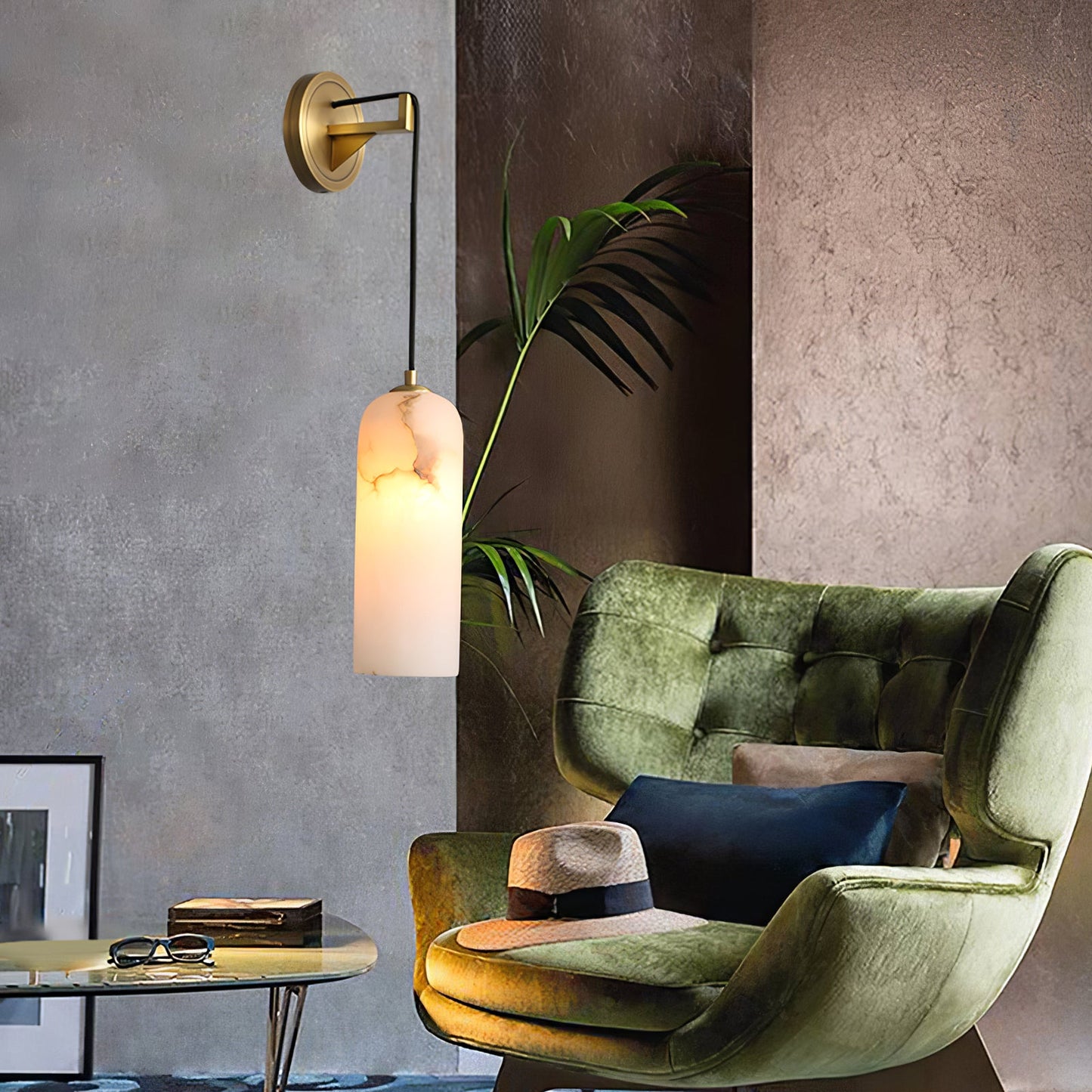 Monty Alabaster Wall Lamp - Adjustable Arm, Soft Warm Glow