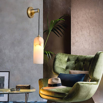 Monty Alabaster Wall Lamp - Adjustable Arm, Soft Warm Glow