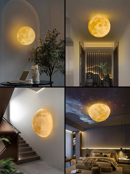 3D Moon Wall Lamp - Adjustable Brightness & Remote Control