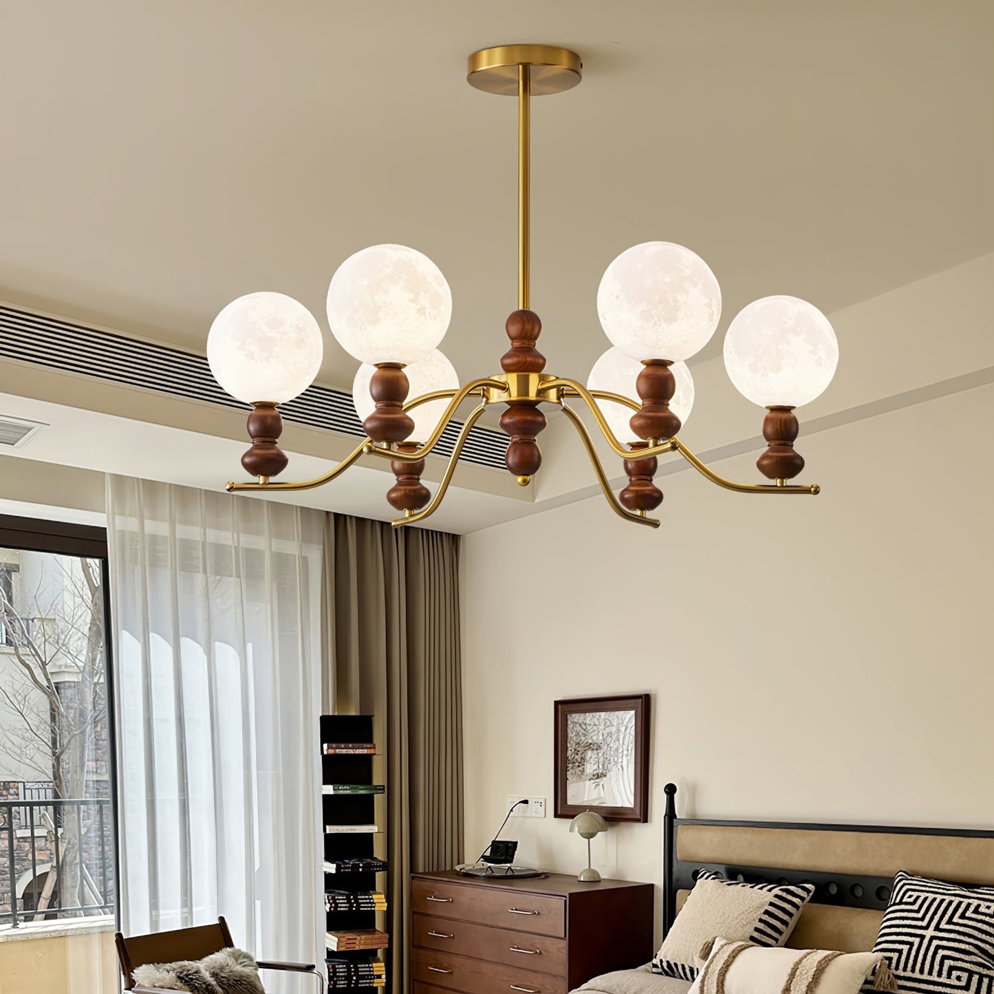 Moonlit Globe Chandelier - Elegant Lighting with Adjustable Brightness