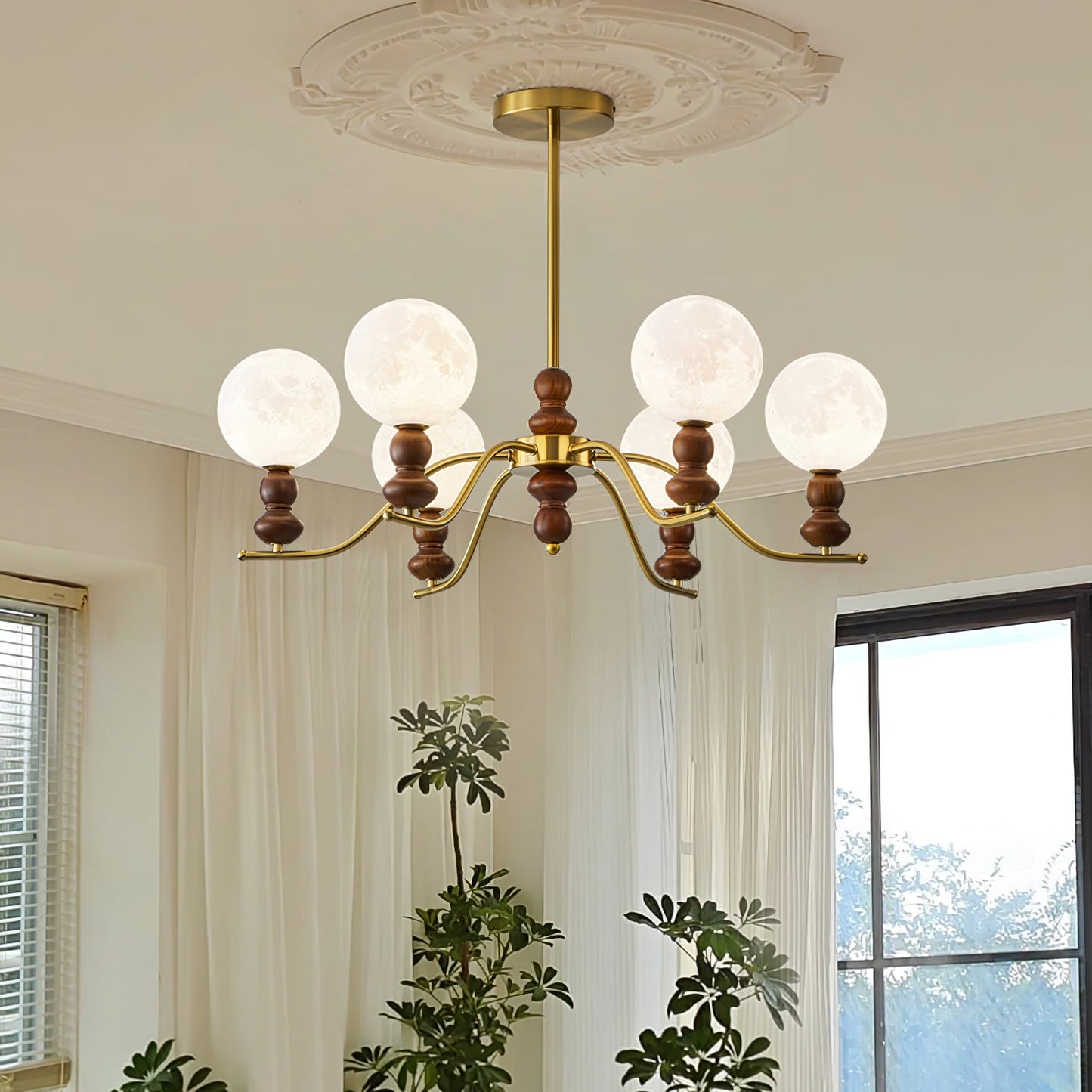 Moonlit Globe Chandelier - Elegant Lighting with Adjustable Brightness