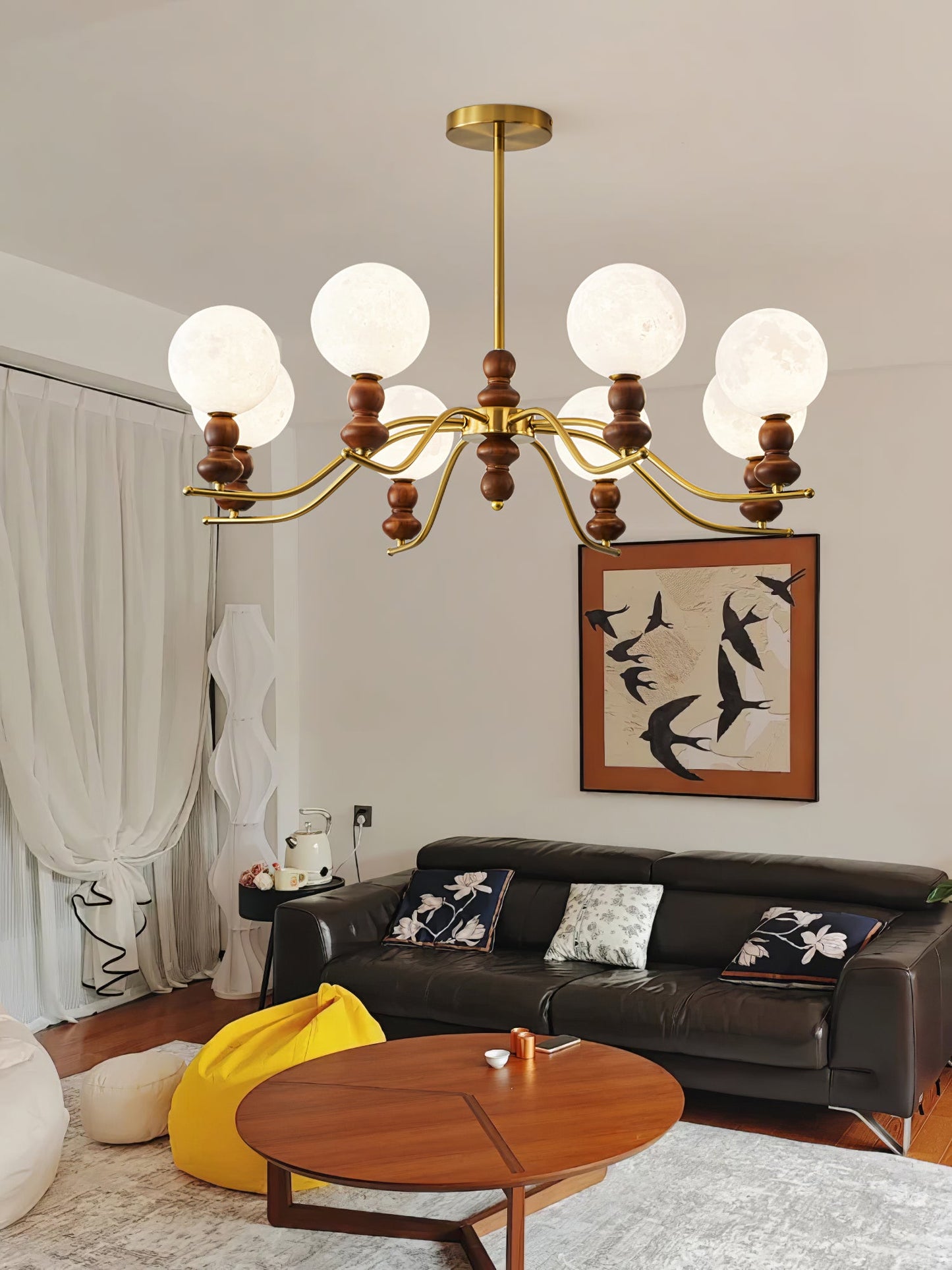 Moonlit Globe Chandelier - Elegant Lighting with Adjustable Brightness