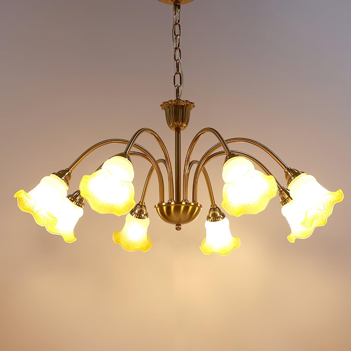 Elegant Morning Glory Chandelier - Adjustable Height, Crystal Accents